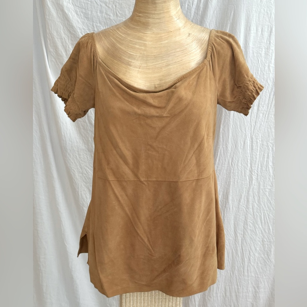Theory 100% Leather/Suede honey colored shirt